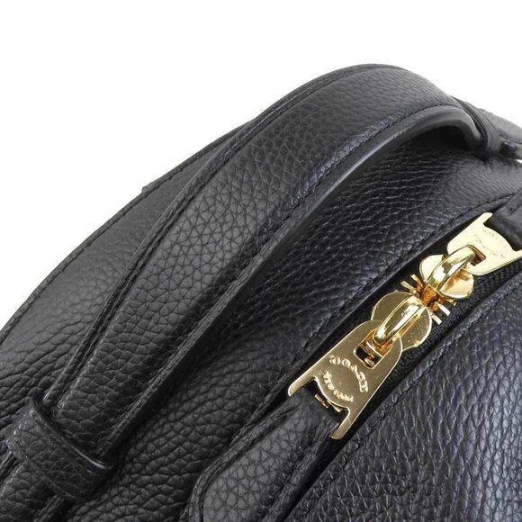 Auth COACH Backpack Black Leather/Goldtone - - Picture 10 of 14